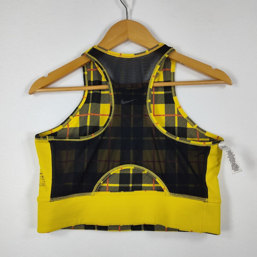 Nike Dri-FIT Women Yellow Black Plaid Mesh Racerback Sports Bra BV3911-703 XL - Picture 5 of 12